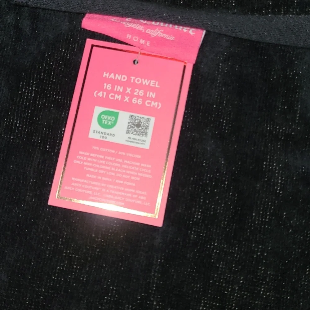 Juicy Couture Black Towels with Gold Ribbon Design
